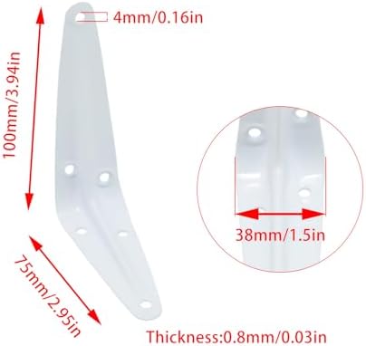 24Pcs 4 x 3 Inch White Shelf Brackets, L Brackets