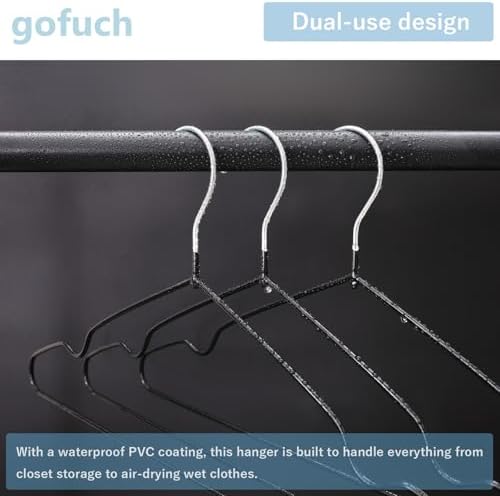 Ultra-Thin Metal Hangers, 100 Pack Non-Slip PVC Coated Space Saving Clothes Hangers for Closet, 16 inch Wide for Suits, Dresses, Jackets（White）