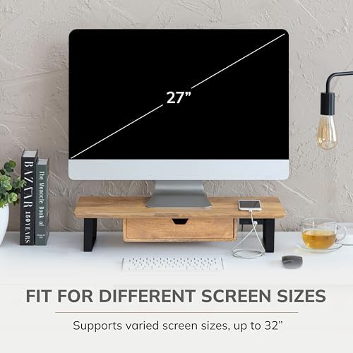 Anji Mountain Monitor Stand for Desk - Desktop Organizer & Laptop Riser, Ergonomic Monitor Riser, Space-Saving, Durable,