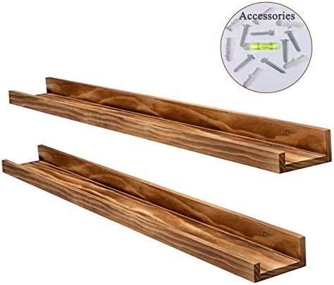 AZSKY 24" Floating Wall Ledge Shelf Wood Picutre Shelf Wall Mounted Nursery Kids Bookshelf Spice Rack Bathroom Storage S