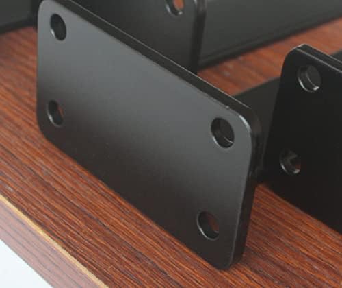 6 Pack - 4 inch Black Hidden L Shelf Bracket (1/5 Inch Thicked) Iron Floating Shelf Brackets Rustic Industrial Metal Bra