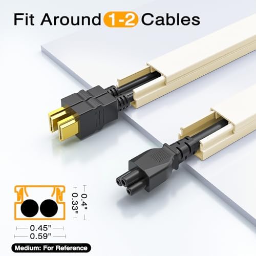Delamu 157in Cord Covers for Wires on Wall, Cord Hider for 1 Cord, Paintable Cable Hider, Cable Management Wire Covers f