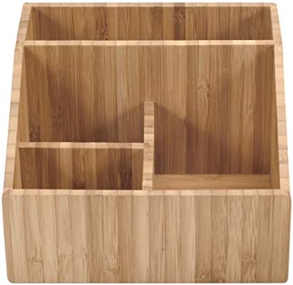 MobileVision Bamboo Makeup Organizer Cosmetics Caddy Holder for Lipsticks, Nail Polish, Palettes, Concealer, Brushes, Pe
