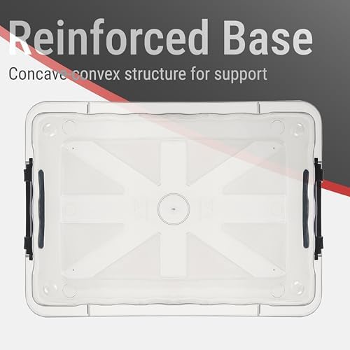 Cetomo Plastic Storage Bins, Lidded Storage Box with Strip for Home Office Dorm, Stackable, Clear, 18Quart-6 Pack