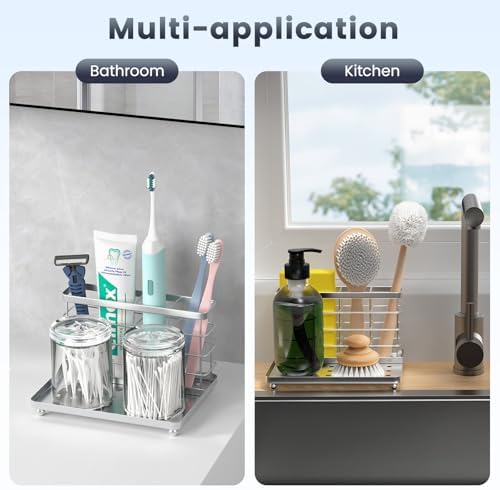 Luxspire Toothbrush Holders for Bathroom, Stainless Steel, 3 Slots, Silver