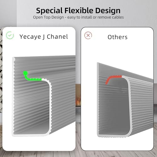 YECAYE 157in Cable Management, Cord Organizer,Easy Install Self-Adhesive Cable Organizer,Cord Management, Desk Wire Hold