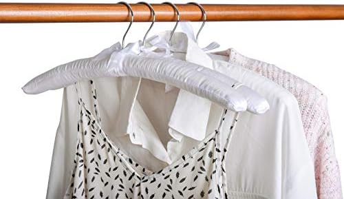 Amber Home 10 Pack Large White Satin Padded Hangers for Women Clothing 17"