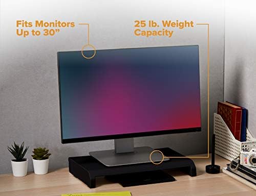 Bostitch Office Konnect Adjustable Monitor Stand Riser, 4 Height Adjustments, Built-In Cable Management, Rubber Feet - B