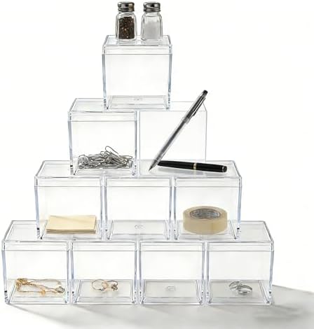 KissYou 12-Pack Small Acrylic Box Mini Square Cube, 1.3x1.3x1.3 Inch
