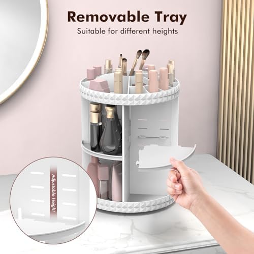 Rotating Makeup Organizer, 360° Spinning Skincare Organizers, Adjustable Layer Cosmetic Storage Lazy Susan Makeup Organi