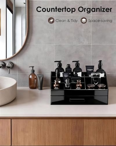 ProCase Cologne Organizer for Men with Drawer, Bathroom Organizer -1 Layer