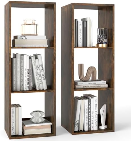 Tangkula 3-Cube Bookcase, 4-Tier Bookshelf with Open Compartments, Freestanding Cube Storage Organizer with Anti-Topplin