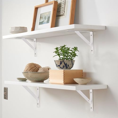 8Pcs White L Floating Shelf Brackets, Wall Mount 9.84x6.29in