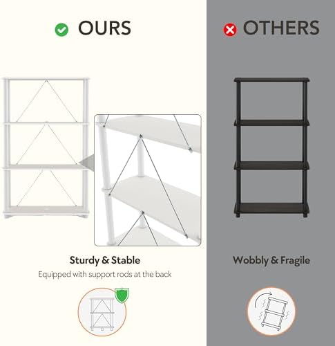 Homes: Inside + Out Apexa Modern 2-Tier Extra Wide Shelving Units, Collectibles Display Shelves, Easy Assembly Low Shelf