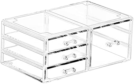 Cq acrylic 1 Pack Clear Stackable Storage Drawers for Vanity,Stackable 4 Drawers Desktop Organizer With Drawers,Cute Des