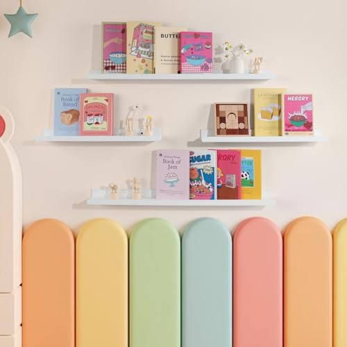 NEXHOME PRO Floating Shelves for Wall Set of 2, 24 Inches Picture Ledge Shelf, Kids Bookshelf Wall Mounted for Living Ro