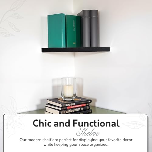 InPlace Durbale Corner Shelf - Easy to Install & Remove, Floating Corner Shelves - Wall Mounted Decorative Corner Shelf 