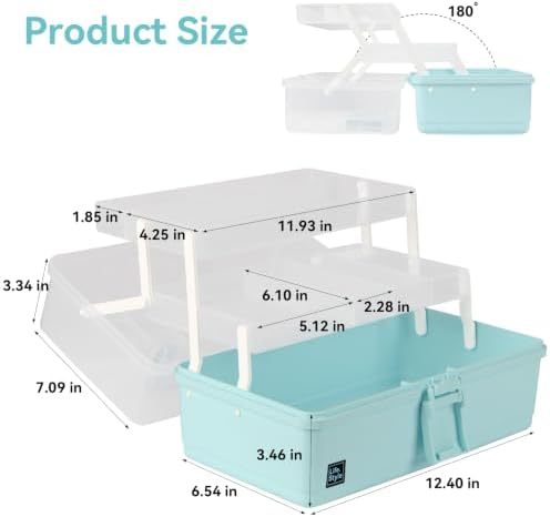 WEWLINE Sewing Storage Organizer Box 13-Inch Art Storage Box Craft Organizer 3-Layers with Handle Craft Art Bin Portable