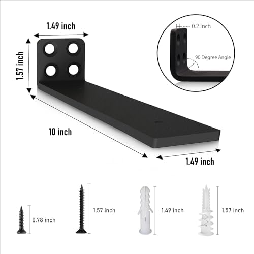 Floating Shelf Brackets Heavy Duty 10 Inch Long Hidden L Shelf Bracket Wall Shelving Supports (8 Pack)