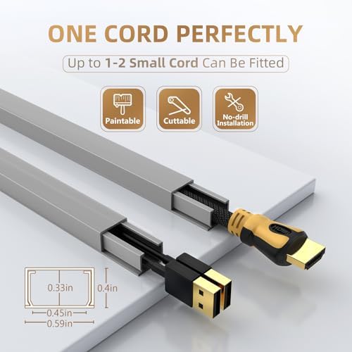 Delamu Cord Hider, 85in Cord Covers for Wires on Wall, One-Cord Cable Hider, Self-Adhesive Wire Hiders Wire Covers for T