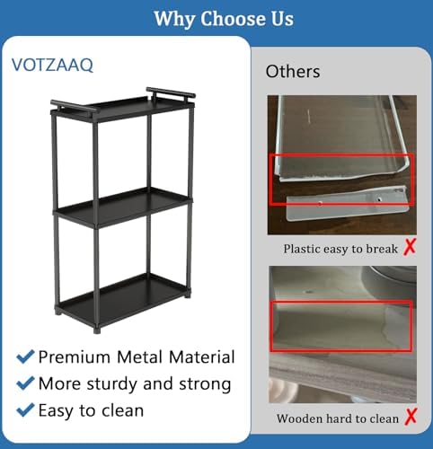 VOTZAAQ 3 Tier Bathroom Organizer Countertop, Stainless Steel Perfume Tray and Vanity Countertop Shelf, Makeup Skin Care