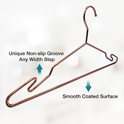 Rose Gold Metal Hangers, Heavy Duty Clothes Hangers with Non-Slip Grooves, Slim Space Saving Coat Hangers - 40 Pack Rose Gold