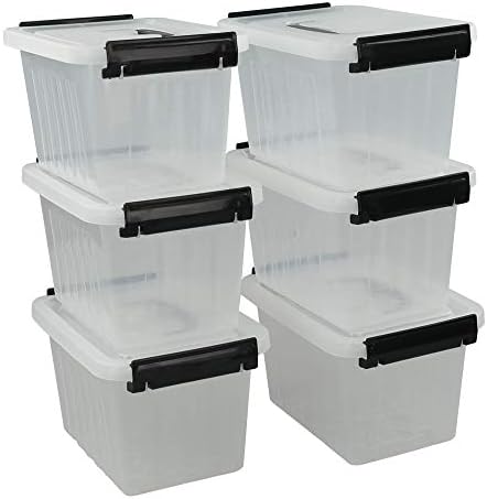 Idomy 6-Pack Tiny Clear Latch Boxes with Handle, 2.5 Quart Storage Bin