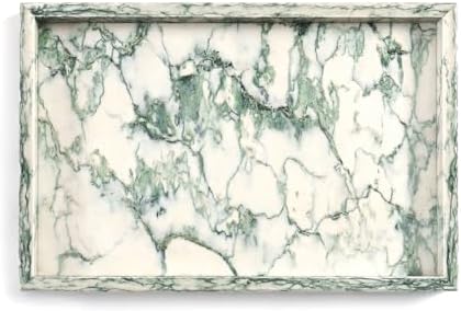 Yew & Tulip Natural Marble Vanity Tray, Nature Marble with Green Textures Serving Tray for Bathroom, Kitchen, Vanity, Ho