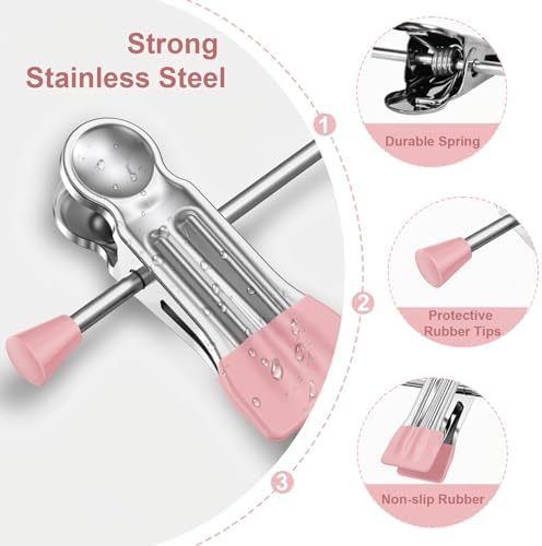 POZEAN Pants Hangers with Clips for Women 50 Pack, 12Inch Adjustable Heavy Duty Skirt Hangers, Space Saving Non-Slip Shorts Jeans Trousers Clothes Hangers, Pink