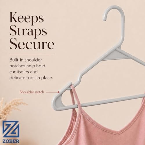 Zober Gray Plastic Hangers 50 Pack, Clothes Hangers Plastic