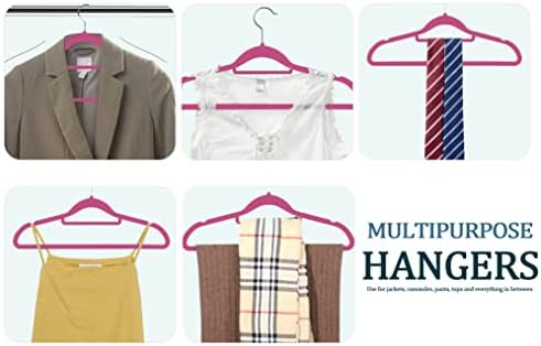 GVTECH Premium Velvet Hangers, [50 Pack] Non Slip and Heavy Duty Velvet Suit Hangers (45cm) with Tie Bar, 360° Swivel Hooks, Sturdy to Hold Jumper, Pullovers, Jackets & Hoodies (50 Pack, Pink)