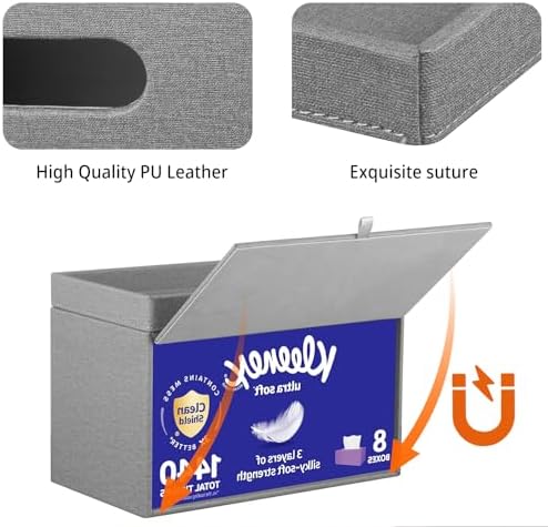 Extra Large Tissue Box Cover with Storage Tray,Rectangle Tissue Box Holder