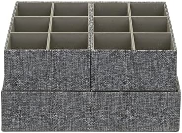 Household Essentials 3 Piece Drawer Organizers Starter Set, Customizable Inserts, Large Tray and 2 Small Trays, Graphite