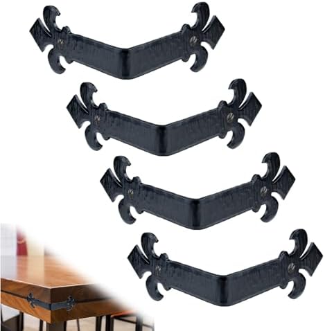 4 Pack - 3.5" Iron Corner Bracket for Furniture - Black - Handmade Decorative Corner Braces - Rustic Metal Corner Bracke