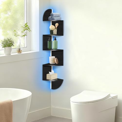 Corner Shelf Wall Mounted Corner Floating Shelves with Light
