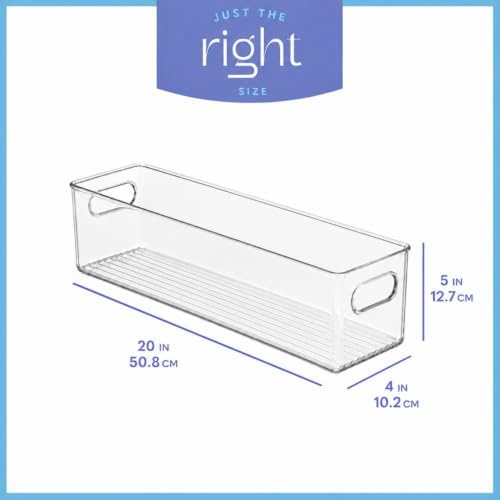 primebox Plastic Food Storage 6 Pack Clear Container Bin with Handles for Organizing Kitchen, Pantry, Refrigerator, Free