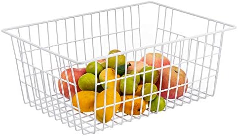 iPEGTOP Wire Freezer Stroage Baskets, 13.4 inch Set of 3 Farmhouse Storage Bins Basket Freezer Storage Organizer Bins wi