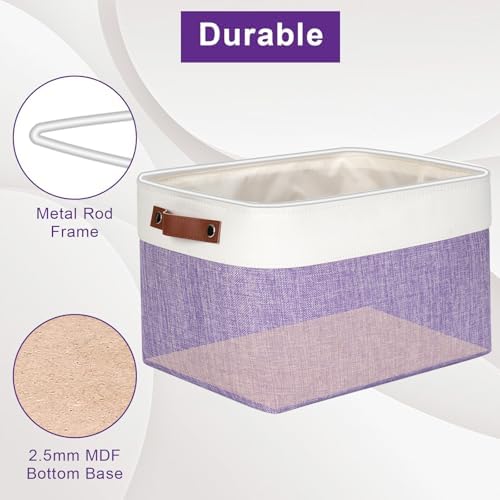 Bagnizer Storage Bins Large Fabric Storage Baskets for Shelves 3 Pack, Decorative Linen Closet Baskets with Handles for 