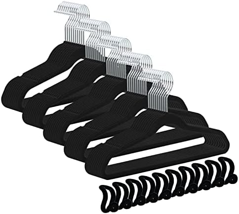 50+10 Pack Non-Slip Velvet Hangers Suit Clothes Hanger Space Saving Hangers 15~20LBS Heavy Duty 17.5"