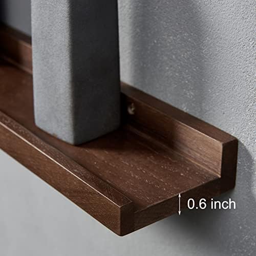 12x4-Inch Walnut Solid Oak Wood Floating Shelf for Wall Decor