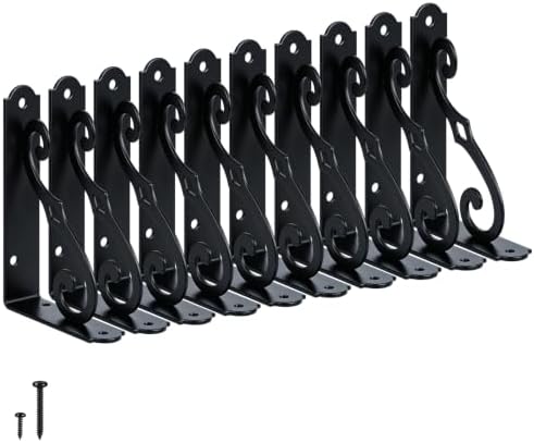 HOME MASTER HARDWARE Decorative Shelf Brackets, 5x3.5 inch, Black, 10 Pack