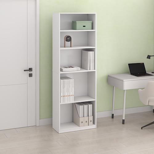 Frei Bookcases, Bookshelf, 71 Inch Tall 5 Tier Display Bookcase, with Adjustable Shelves, for Home Office, Living Room, 