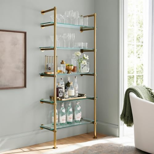 14" x 48" - 5-Pcs Tempered Glass Rectangular Shelves - 3/16" Thick - Home & Office Storage Racks