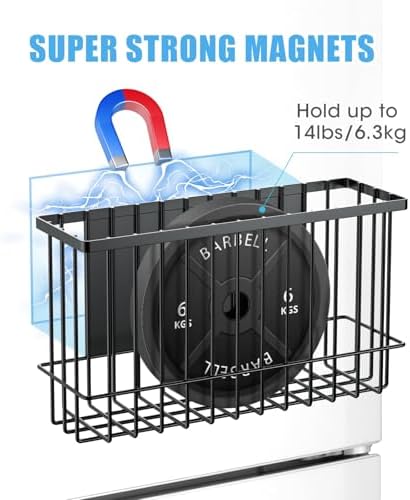 NiHome Magnetic Basket Organizer, Dryer Ball Holder, 2 Pack, Black
