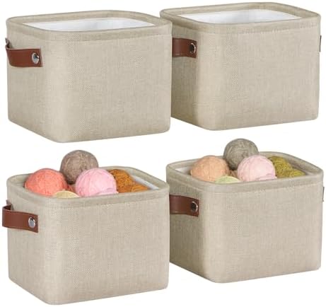 Small Fabric Storage Bins, Mini Storage Cubes, 7.8x6.7x5.9 Inch