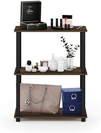 Furinno TURN-S-TUBE Storage Shelves, 3-Tier Book Shelf, Corner Shelf, Toolless Open Shelves, for Organization and Storag