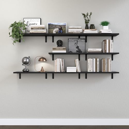 DOLLFIO Floating Wall Shelves, Decor & Storage, Black, 16.5'', 8Pcs