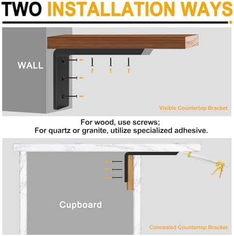 Countertop Support Brackets, Heavy Duty L Shelf Bracket 12'' x 6'' x2.5'' for Granite, Holds up to 300 lbs, L Bracket fo