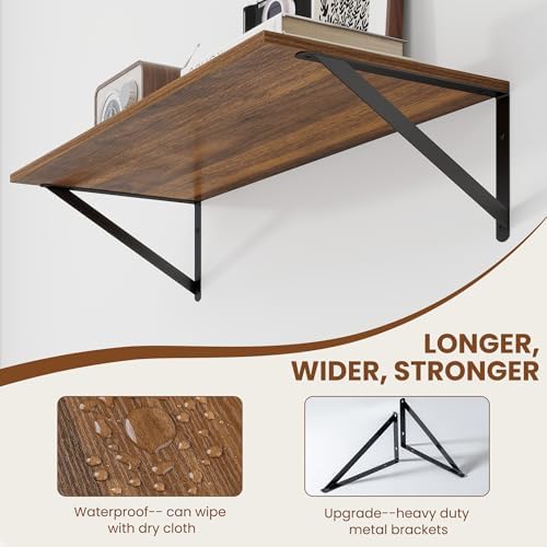 Heimlove 28W x 12D Deep Floating Shelves Set of 2 Walnut