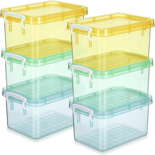 Wenqik 6 Pack Colorful Plastic Storage Bins with Lids, Cute Color